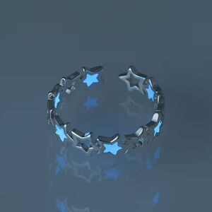 Simple Silver Star Band Ring Luminous Adjustable Glow Fashion Jewelry One Size
